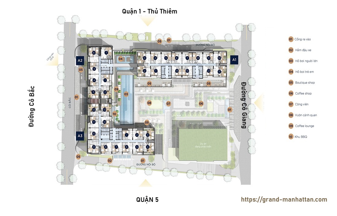 Mặt Bằng Tòa A1 The Grand Manhattan Đường Cô Giang
